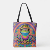Ribbit en straal Boho Frog - Psychedelische Boho Draagtas (Achterkant)