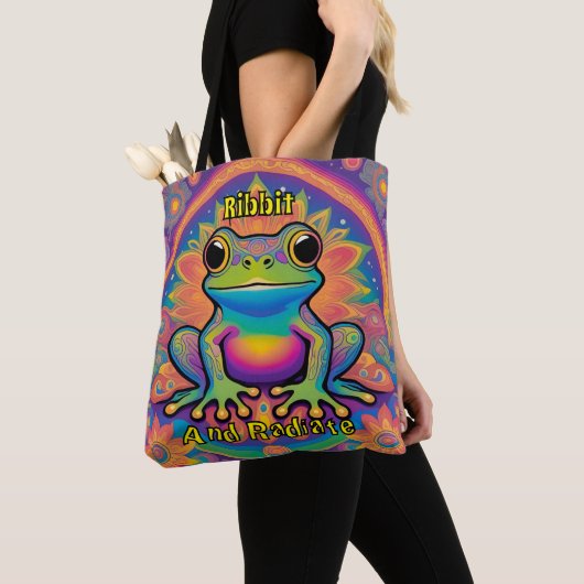 Ribbit en straal Boho Frog - Psychedelische Boho Draagtas (Dichtbij)
