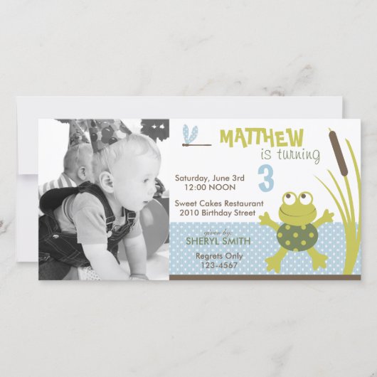 Ribbit Natation Frog Anniversaire Invitation PC (Devant)