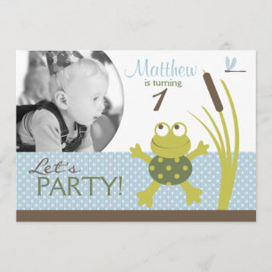 Ribbit Swimming Frog Birthday Invitation A7-C Kaart