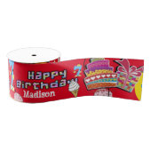 Ribbon, #7 Happy 7th Birthday Ribbon Grosgrain Lint (Spoel)