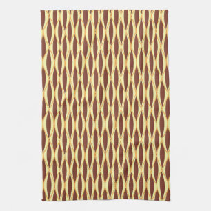 Ribbon-afdruk halverwege de eeuw - bruin en goud theedoek