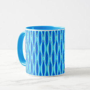 Ribbon-afdruk halverwege de eeuw - tinten blauw mok