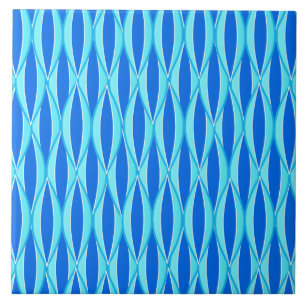Ribbon-afdruk halverwege de eeuw - tinten blauw tegeltje