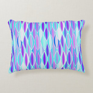 Ribbon-afdruk halverwege de eeuw - violet en aqua decoratief kussen