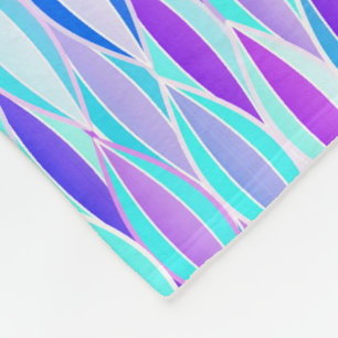 Ribbon-afdruk halverwege de eeuw - violet en aqua fleece deken
