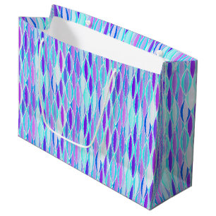Ribbon-afdruk halverwege de eeuw - violet en aqua large cadeauzakje