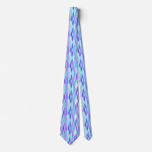 Ribbon-afdruk halverwege de eeuw - violet en aqua stropdas (Voorkant)