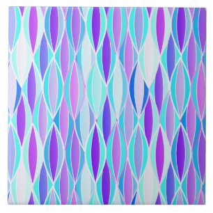 Ribbon-afdruk halverwege de eeuw - violet en aqua tegeltje