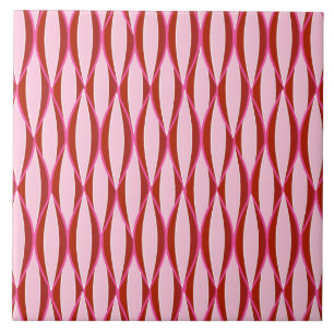 Ribbon-afdruk uit de midden van de eeuw - roze en  tegeltje