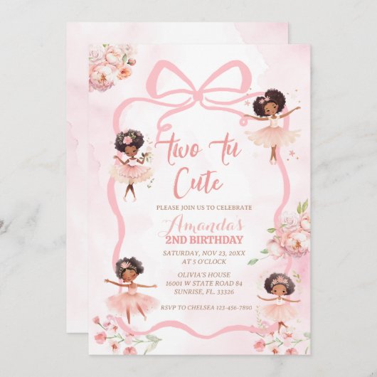 Ribbon Afrikaanse Ballerina Twee Tu Leuke Verjaard Kaart (Voorkant / Achterkant)