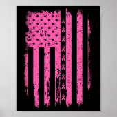 Ribbon Amerikaanse vlag VS Borstkanker Bewustzijn Poster (Voorkant)
