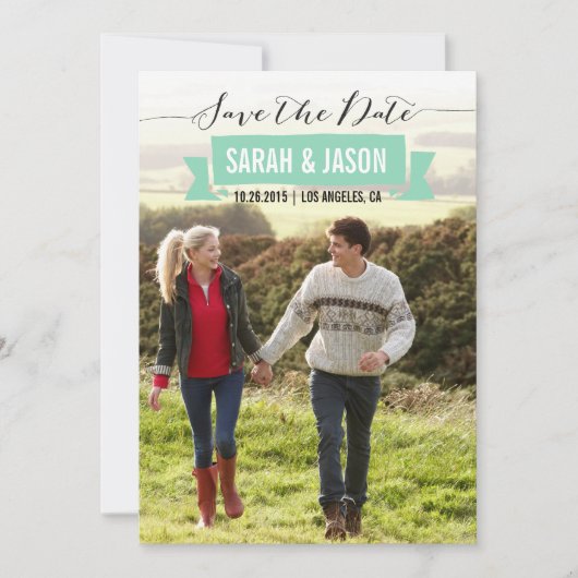 RIBBON BEWAREN DATUM FOTO KAARTEN - MINT (Voorkant)