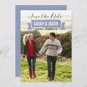 RIBBON BEWAREN DE DATUM FOTOKAARTEN - LAVENDER SAVE THE DATE (Voorkant / Achterkant)