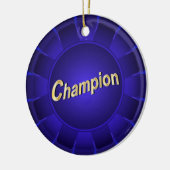 Ribbon Blue Champion voor aanpassing Keramisch Ornament (Links)