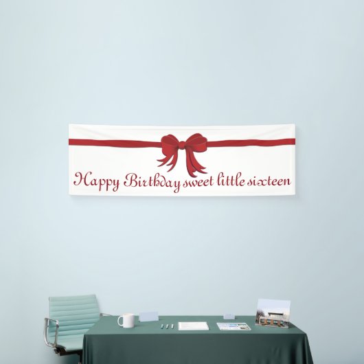 Ribbon Border red + je backgr. en ideeën Spandoek (Beurs)