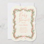 Ribbon Bow and Greenery Baby Shower Invitation (Devant)
