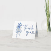 Ribbon Bow Blue Delphinium Iets Blauw Huwelijk Bedankkaart (Voorkant)