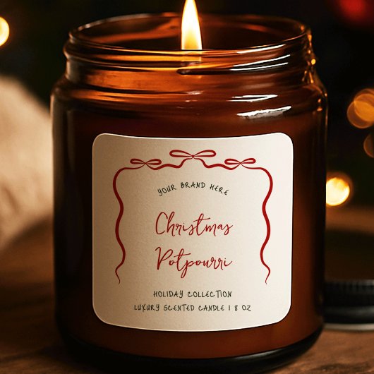 Ribbon Bow Christmas Product Jar Label Whimsical