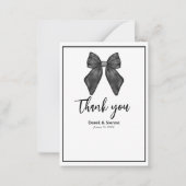 Ribbon Bow Klassieke Zwart & Wit Huwelijk Notitiekaartje (Voorkant)