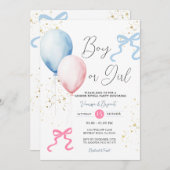 Ribbon Bow Roze & Blauw Geslacht Reveal Ballon Kaart (Voorkant / Achterkant)