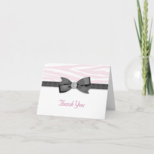 Ribbon Bow Roze Zebra Bedankt Kaarten