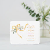 Ribbon Bow Wedding Invitation Kaart (Staand voorkant)