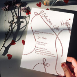 Ribbon Bows – Modern Galentine's girls night Kaart