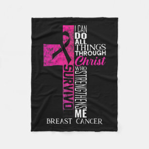 Ribbon Breast Cancer Survivor Christelijk Cross Fleece Deken