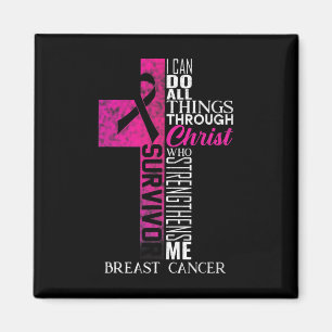 Ribbon Breast Cancer Survivor Christelijk Cross Magneet