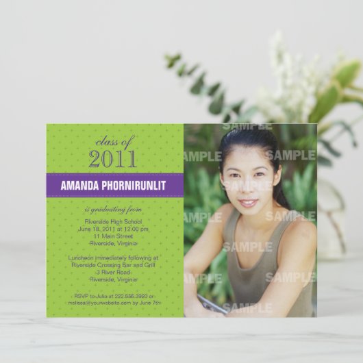 Ribbon Cross Afstuderen Uitnodiging (Staand voorkant)