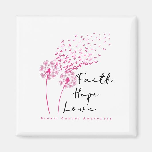 Ribbon Dandelion Faith Hope Love Borstkanker Magneet (Voorkant)