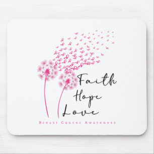 Ribbon Dandelion Faith Hope Love Borstkanker Muismat