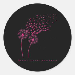 Ribbon Dandelion Faith Hope Love Borstkanker Ronde Sticker