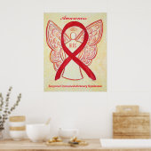 Ribbon de sensibilisation au sida Red Angel Poster (Cuisine)