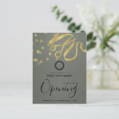 RIBBON D'OR GRIS COUPANT GRAND OUVERT INVITATION (Debout devant)