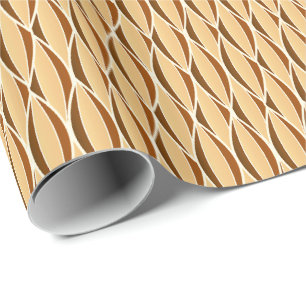 Ribbon-druk halverwege de eeuw - bruin en karamel cadeaupapier