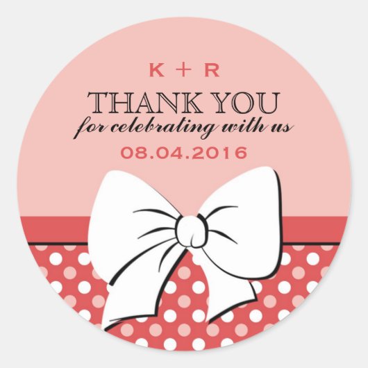 Ribbon en Bow Polka Dots Wedding Stickers (Voorkant)