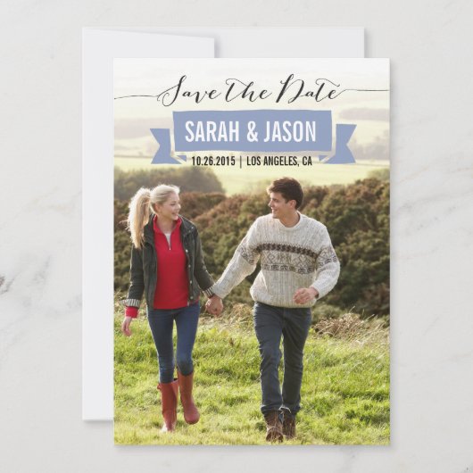 RIBBON ENREGISTRER LA DATE CARTES PHOTOS - LAVENDE (Devant)