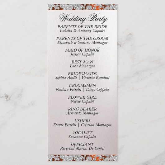 Ribbon & Glitter op Pearl - Koperen Trouwprogramma Programma (Achterkant)