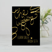 Ribbon Hand Drawn Lettering Wedding geperst Folie Uitnodiging (Staand Voorkant)