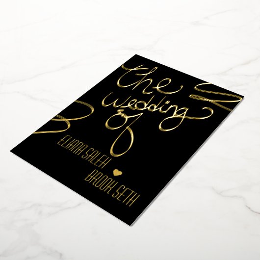 Ribbon Hand Drawn Lettering Wedding geperst Folie Uitnodiging (Gedraaid)