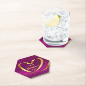 Ribbon Heart Gold Happy Valentijnsdag Paars Kartonnen Onderzetters (Insitu)