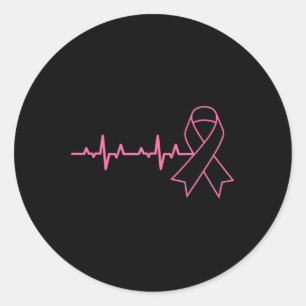 Ribbon Heartbeat Schattigee Borstkanker Awareness  Ronde Sticker