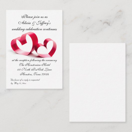 Ribbon Hearts Weddenschap Informatiekaartje (Voorkant / Achterkant)