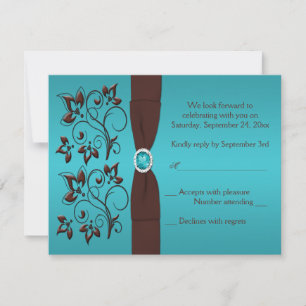 RIBBON IMPRIMÉ Turquoise, Brown Carte de réponse I
