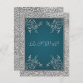 RIBBON IMPRIMÉ Turquoise sur carte FAUX Pewter RSV (Devant / Derrière)