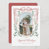 Ribbon Lijst Kerst Kaart met Boog (Voorkant / Achterkant)