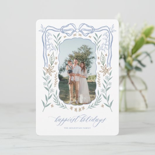 Ribbon Lijst Kerst Kaart met Boog (Staand voorkant)