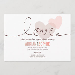 Ribbon Love Lieverd Couples Shower Party Invite Kaart